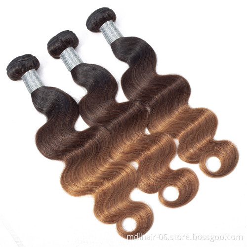 Wholesale Ombre Hair Bundles Body Wave T1B/4/27 30 613# Brazilian Hair Weave Bundles 3 Tone Blonde Human Hair Bundles